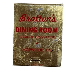 Bratton's Restaurant Catering Service Hopwood Pa Vintage Matchbook Advertising